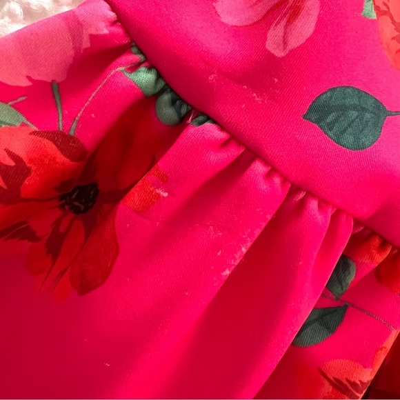 Alexia Admor Alexa Long Sleeve Lace Trim Mini Dress Hot Pink‎ Floral Size 8 - Picture 9 of 11